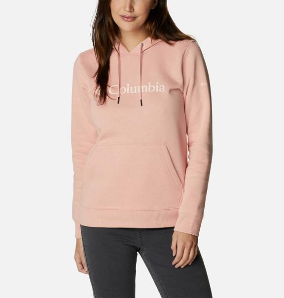 Columbia Logo Hoodies Pink For Women's NZ50329 New Zealand